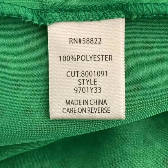 Max Studio Green Blue Polka Dot Pleated Long Sleeve Blouse Size Large - Picture 6 of 6